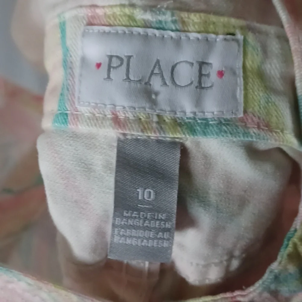 The childrens place rainbow Rose Pottery swirled overalls